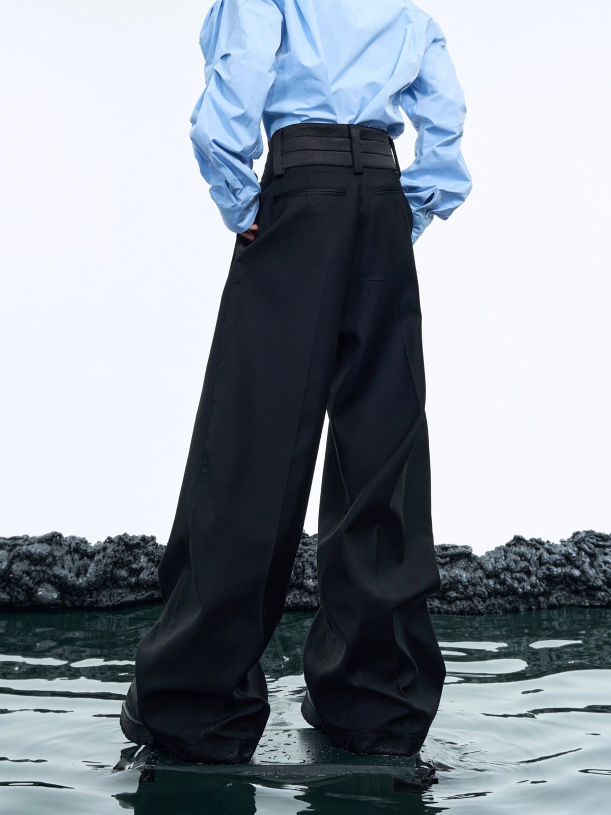 High-Waisted Black Micro-Flare Trousers - product image 2