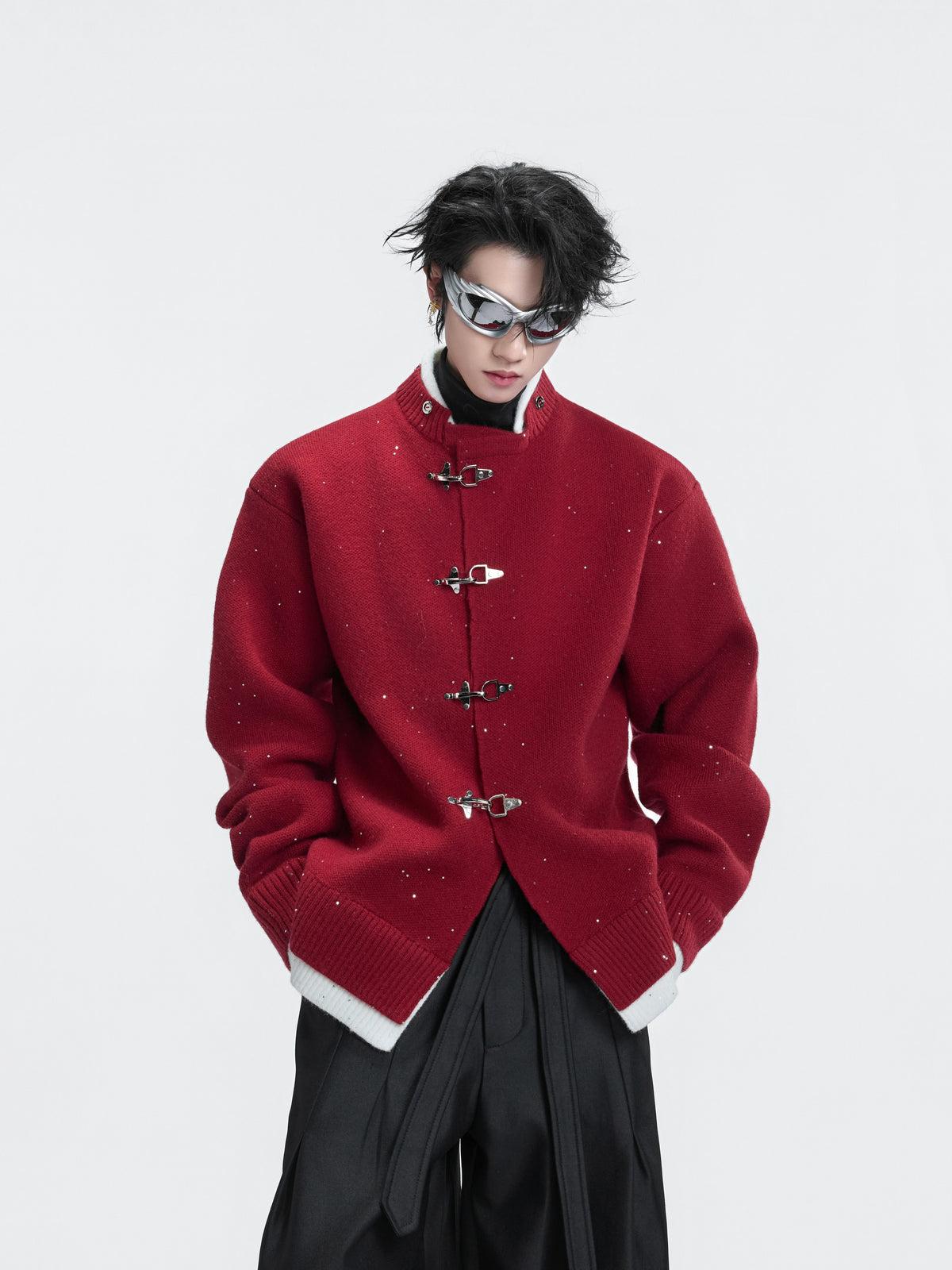 Shimmer Knit Cardigan with Fur Collar - product image 5
