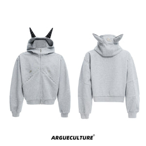 Doberman-Ear Rivet Zip Hoodie - product image 5