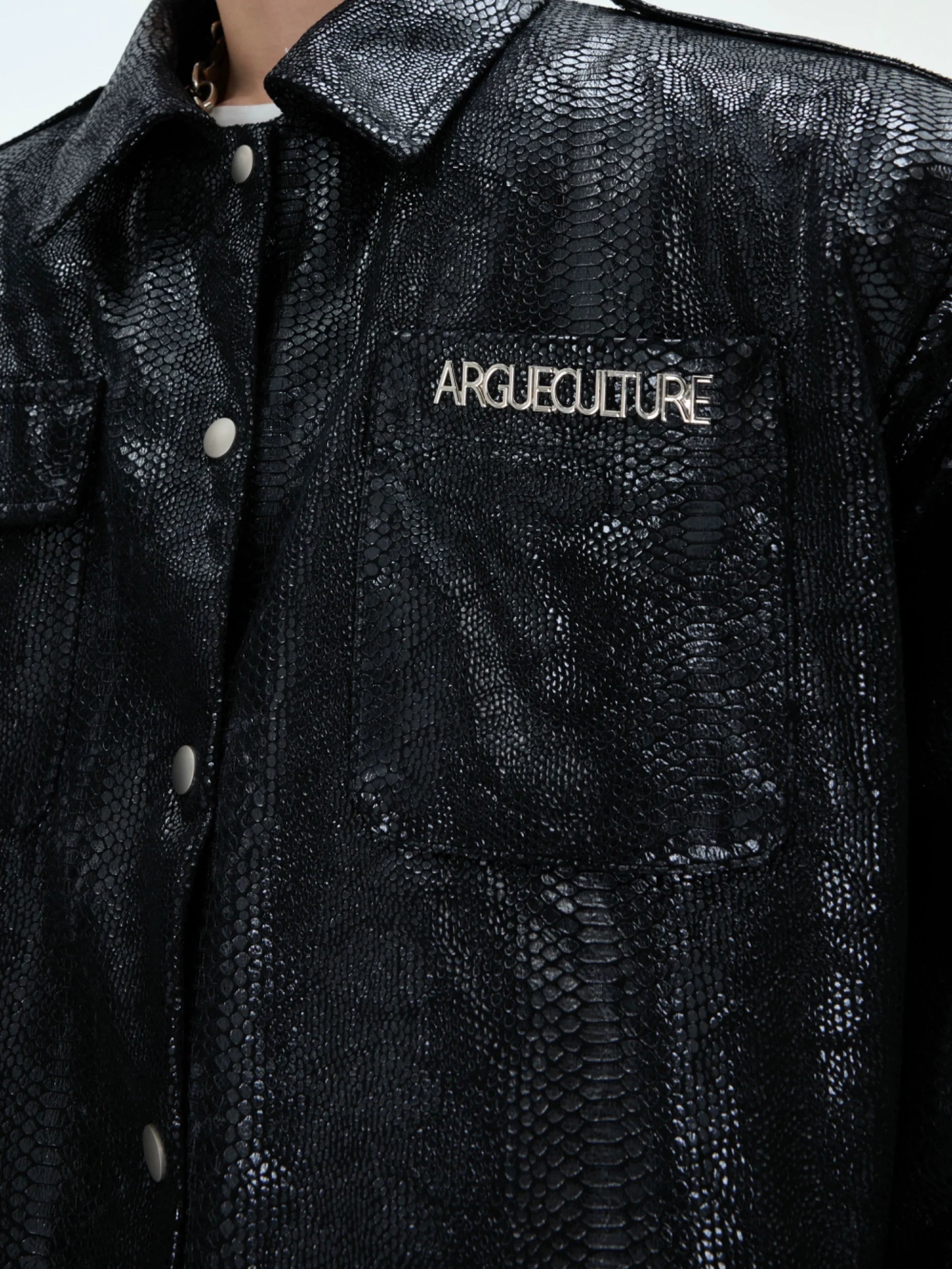 Liquid Texture Crocodile-Pattern Glossy Jacket ¨C High-Fashion Streetwear - ArgueCulture