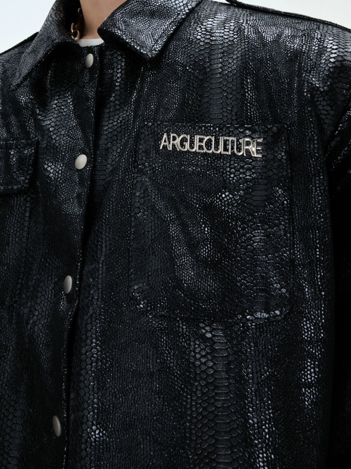 Liquid Texture Crocodile-Pattern Glossy Jacket – High-Fashion Streetwear - ArgueCulture