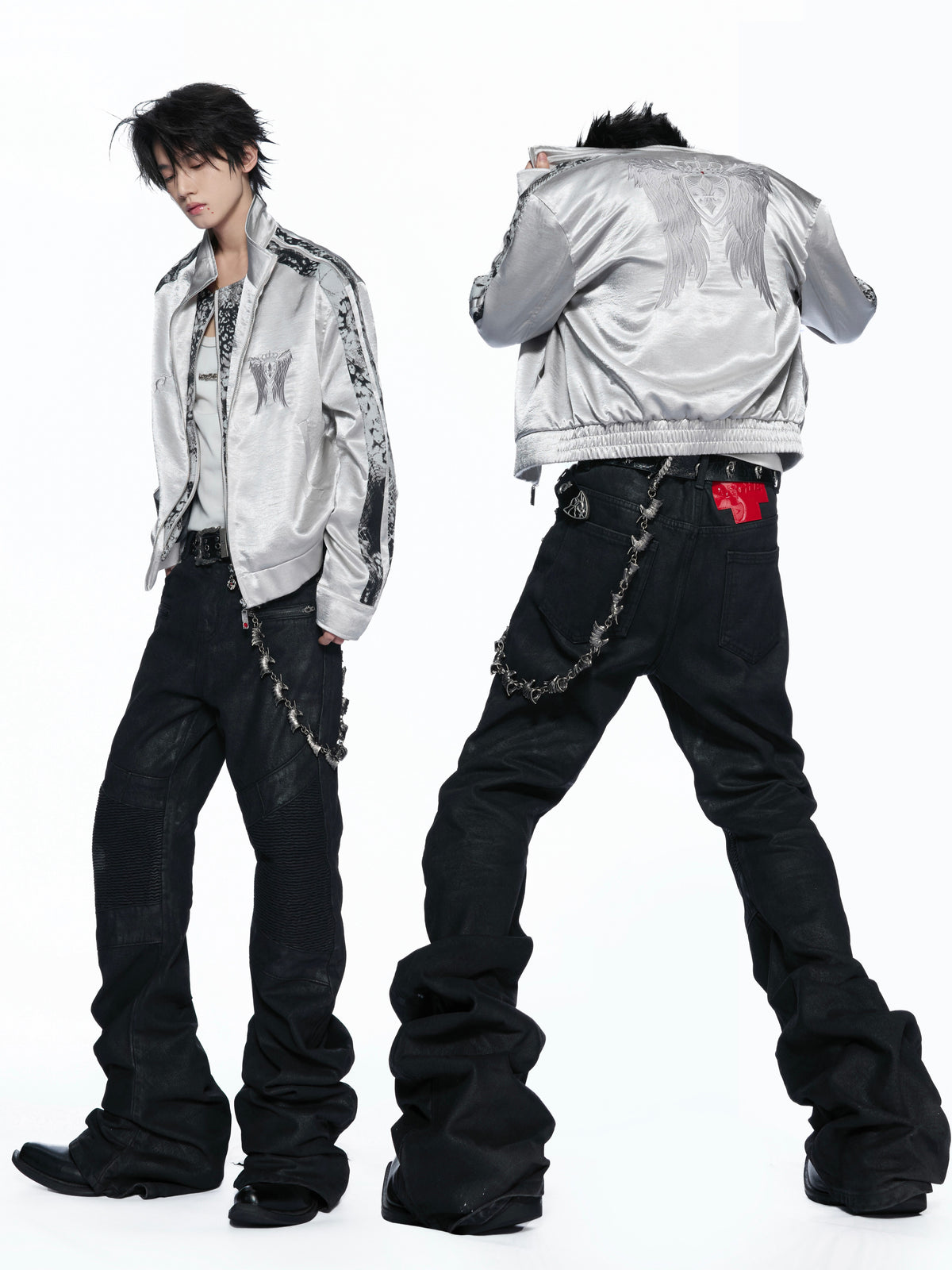 Gray Satin Wing Embroidery Jacket - product image 4