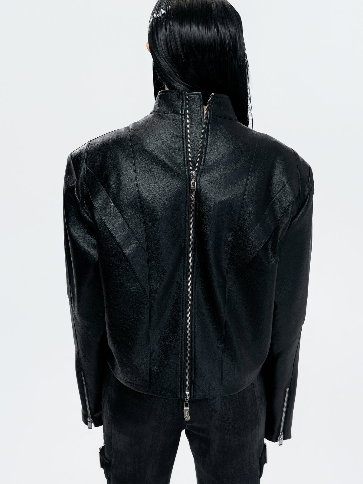 Cropped Matte Faux Leather Rivet Jacket - product image 4