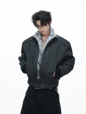 Washed Canvas Fleece-Lined Cropped Jacket - product image 2