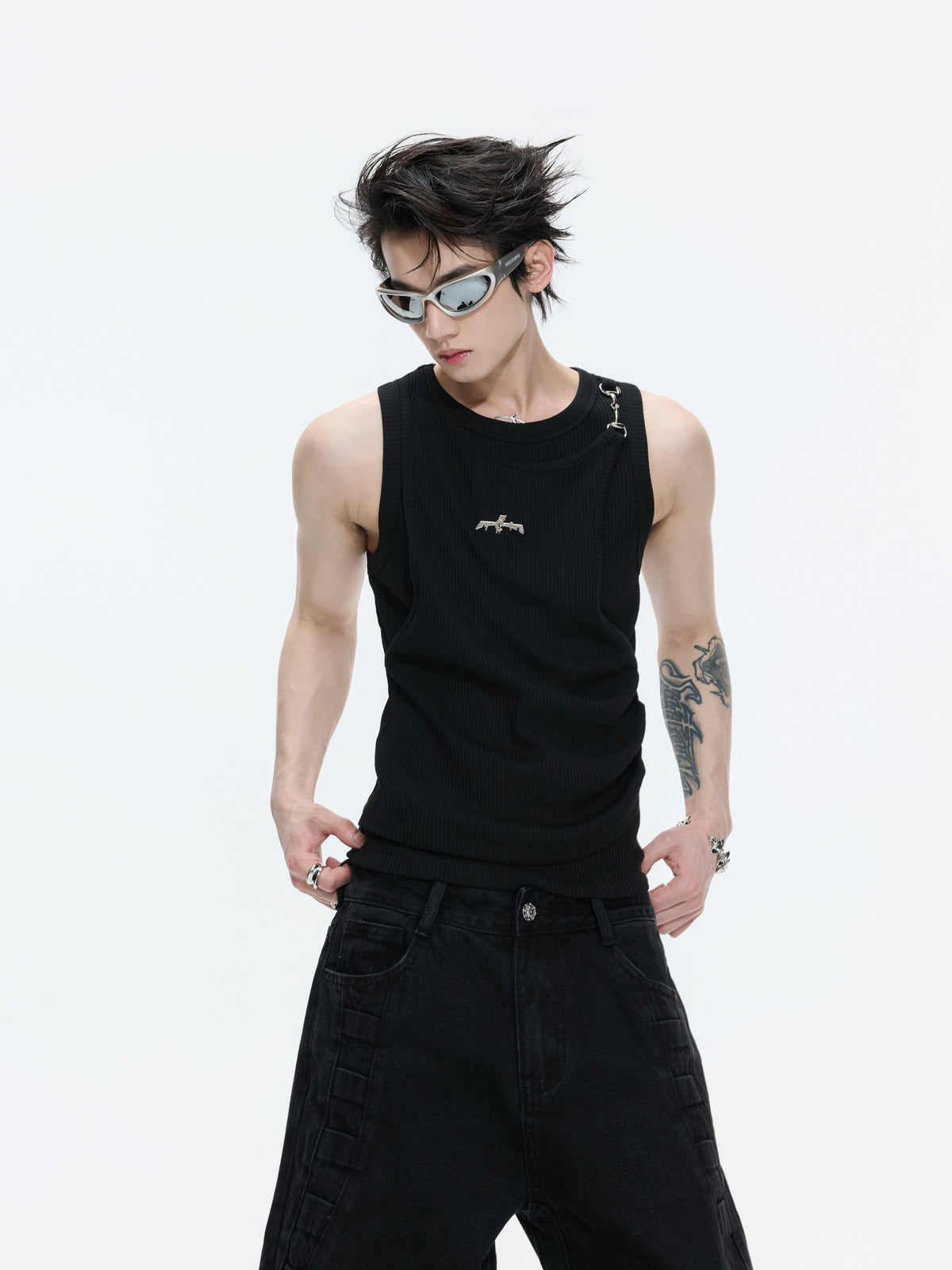 Asymmetric Faux-Layer Ribbed Tank - product image 2