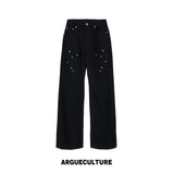 Floral Embroidered Rivet Raw Denim Jeans - product image 5