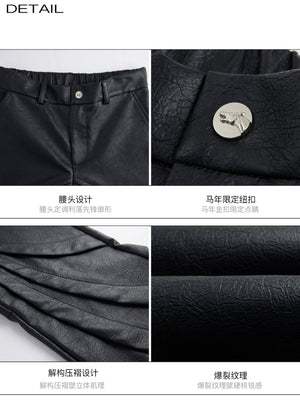 Deconstructed Faux Leather Pants - product image 4