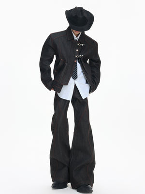 Black Denim Jacket & Straight-Leg Pants - product image 3