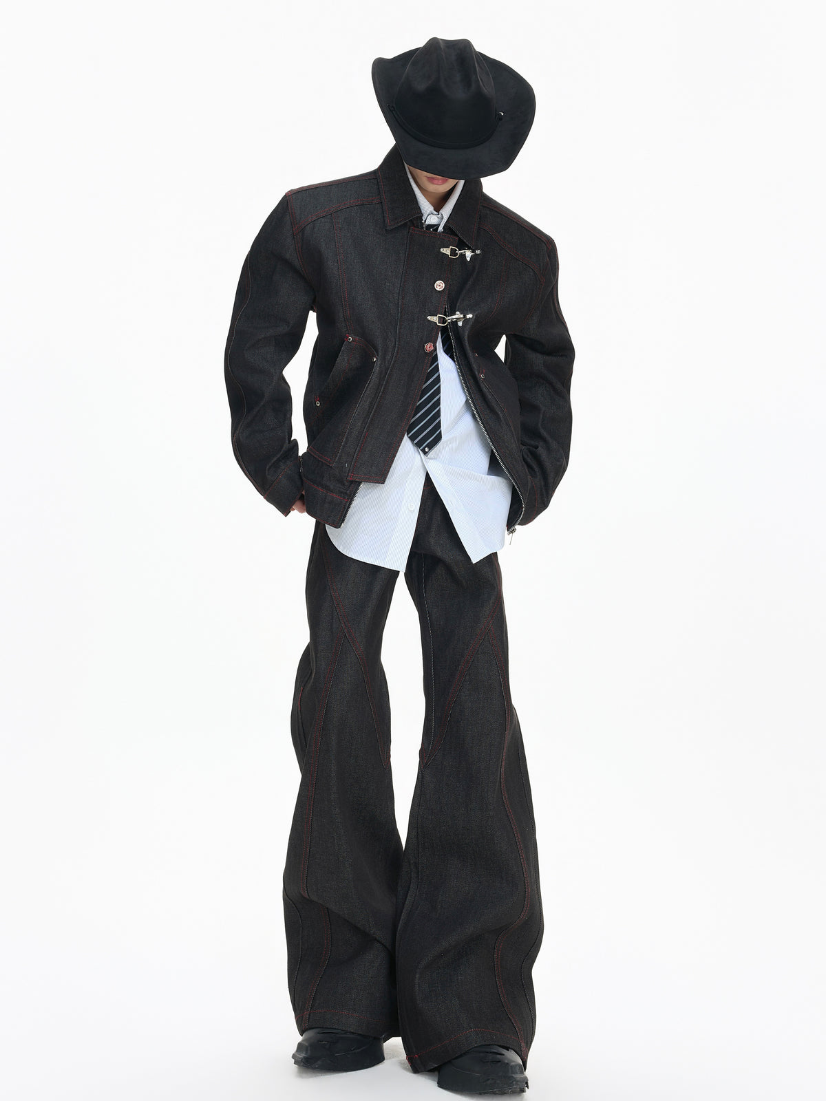 Black Denim Jacket & Straight-Leg Pants - product image 3