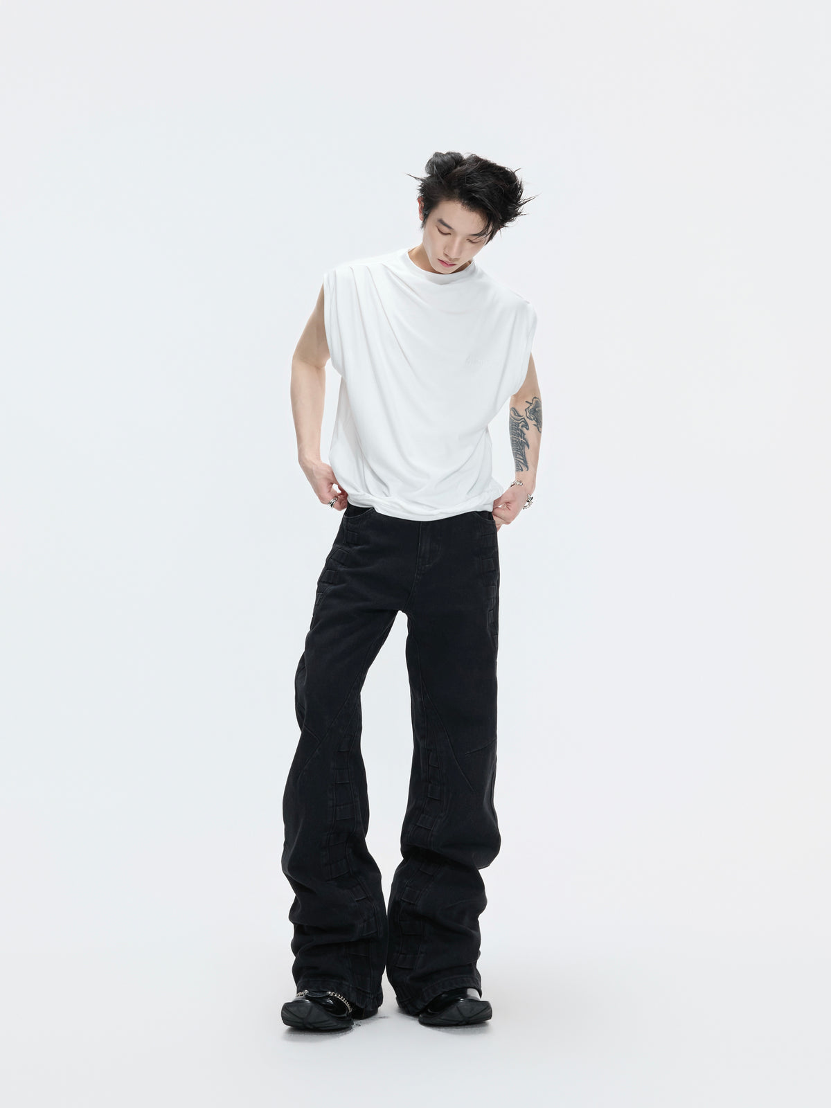 Modal Cotton Sleeveless Embroidered Tee - product image 3