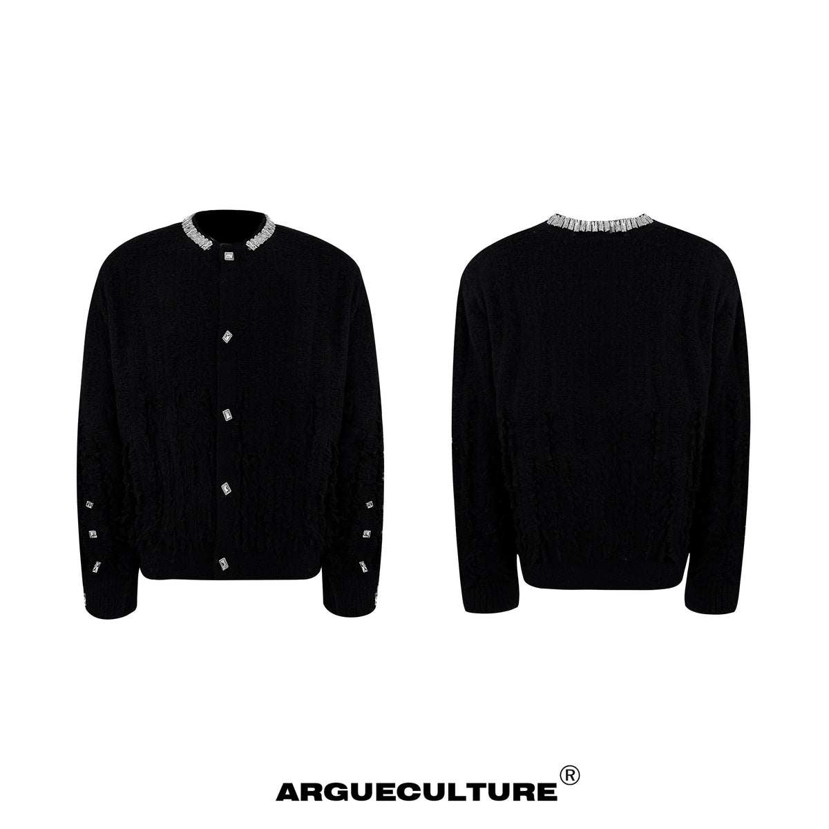 Rhinestone Distressed Knit Cardigan - product image 5