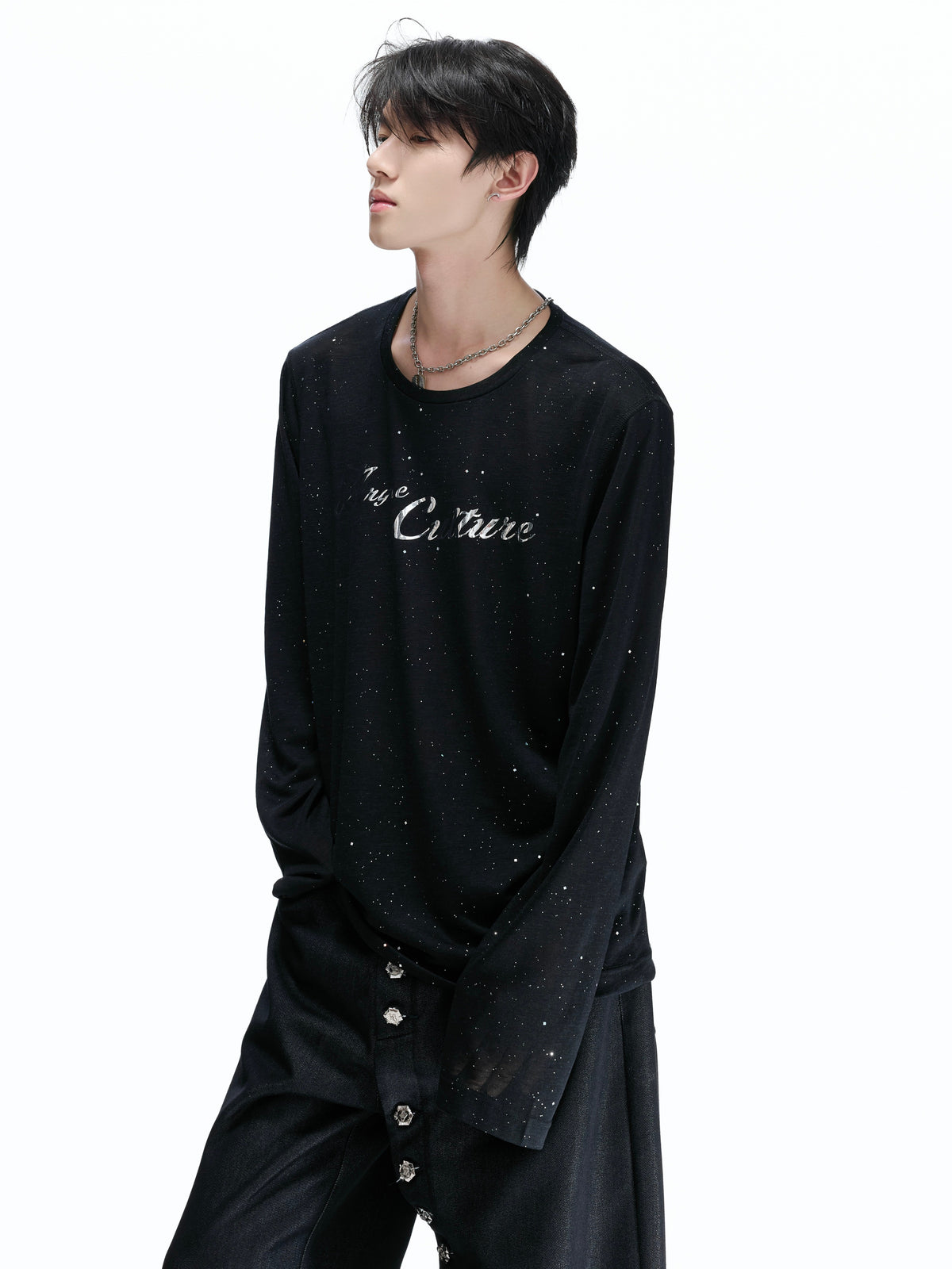 Star-Speckled Lyocell Long Sleeve T-Shirt - product image 1