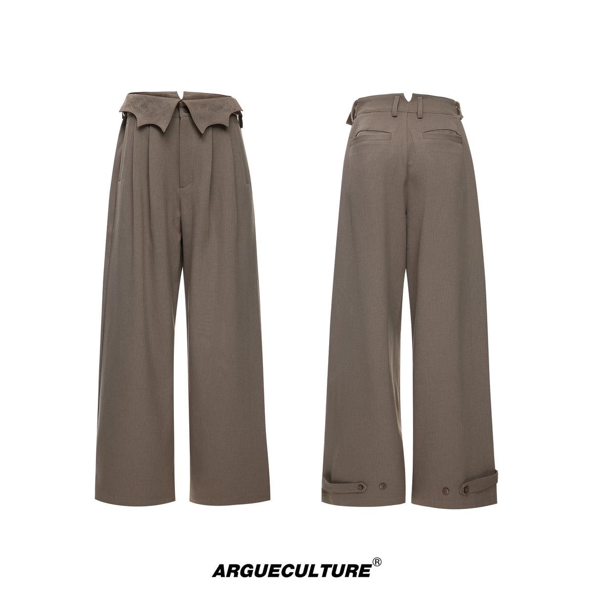 Embroidered Pleated Wide-Leg Trousers - variant image 6