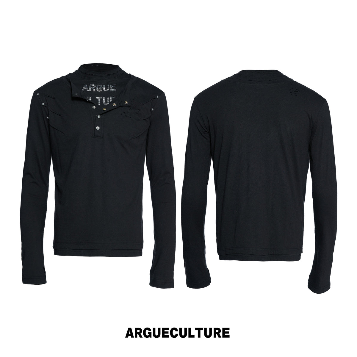 Distressed Double-Collar Henley Top - variant image 6