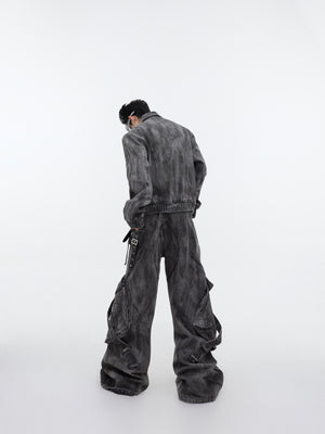 Distressed Gray Denim Utility Set - product image 4