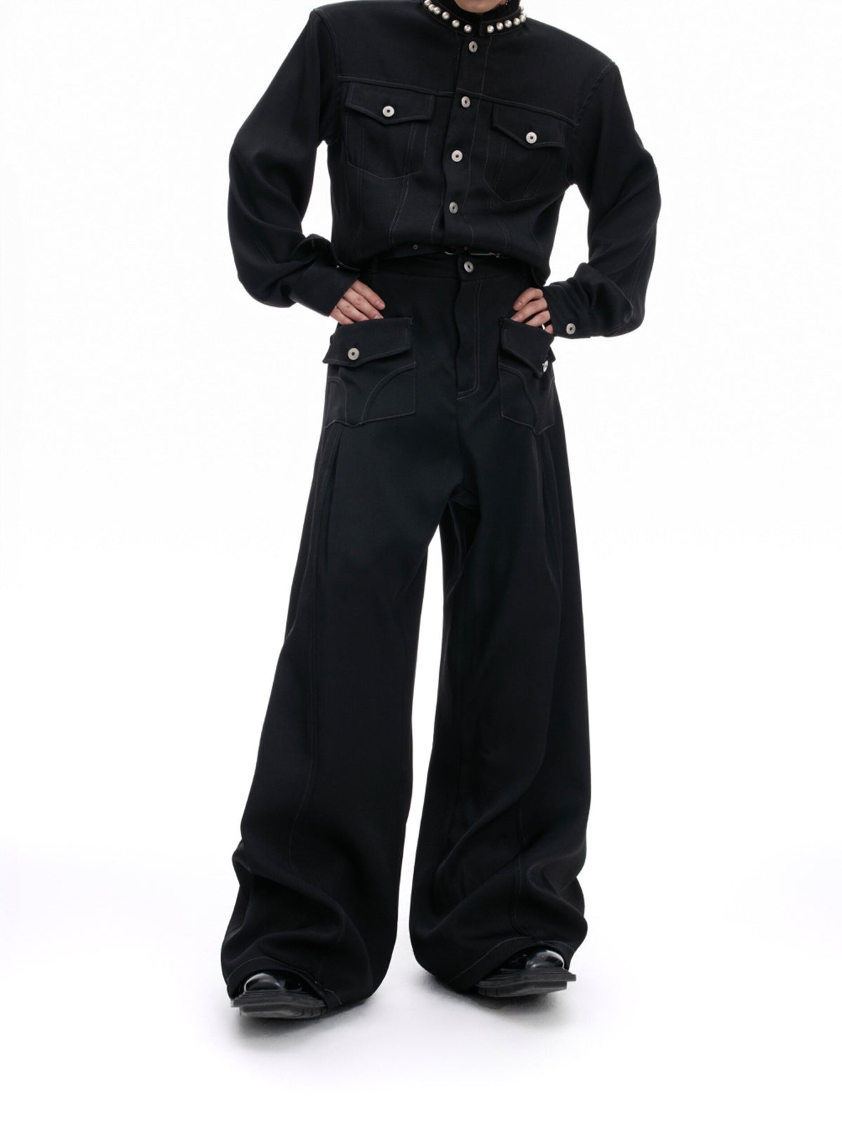 Contrast-Stitch Cargo Jeans - product image 3