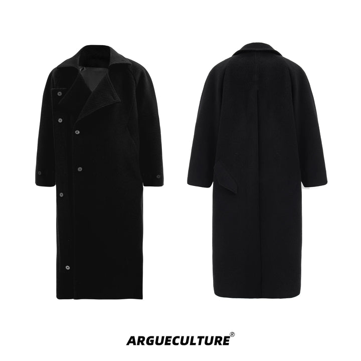 Men¡¯s Wool Coat with Drop Shoulder Design & Back High Slit - ArgueCulture