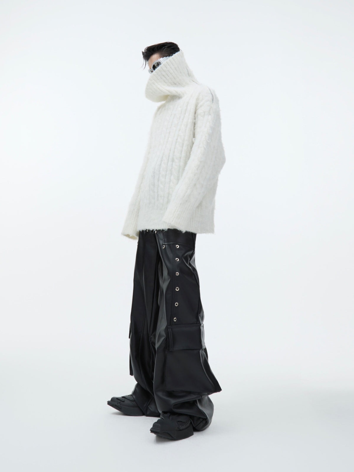 Split-Neck Oversized Knit Sweater - product image 3