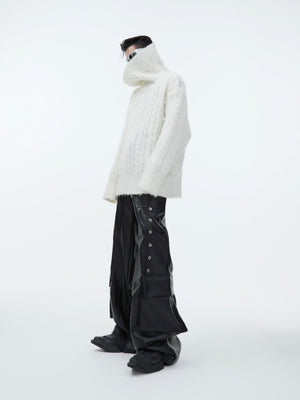 Split-Neck Oversized Knit Sweater - product image 3