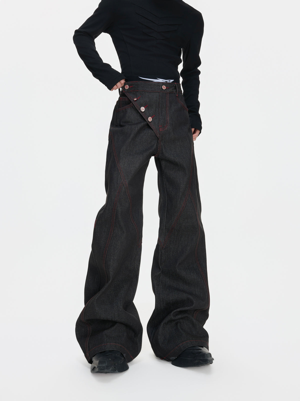Black Raw Denim Aircraft-Buckle Jacket - product image 3