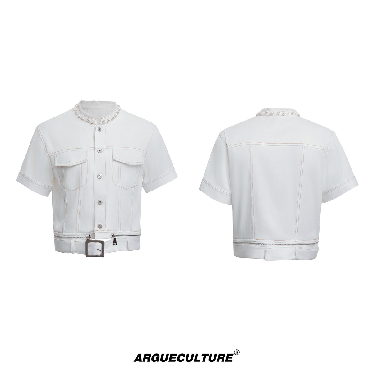 Pearl-Trimmed Distressed Denim Separates - product image 5
