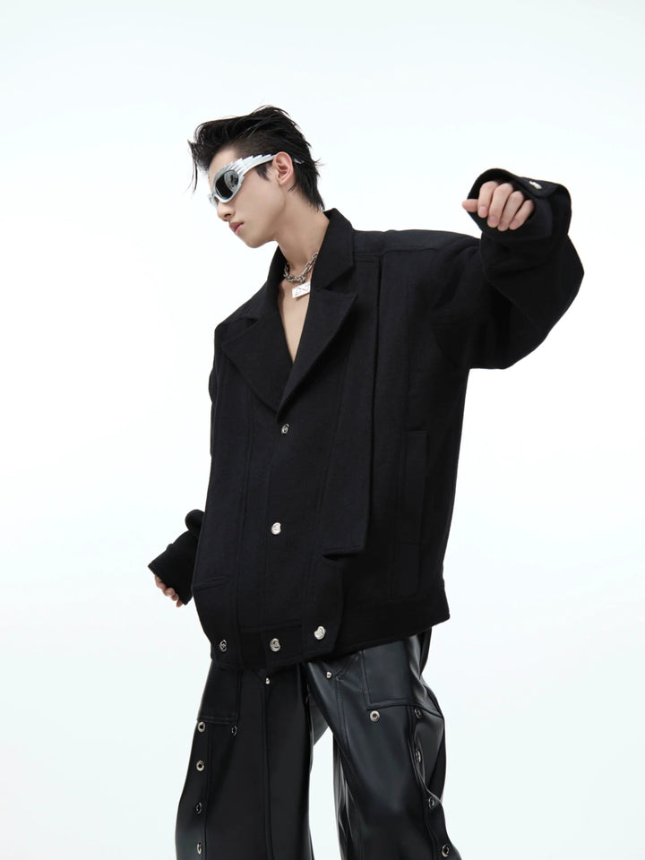 Short Woolen Jacket Outerwear Loose Fit Blazer - ArgueCulture