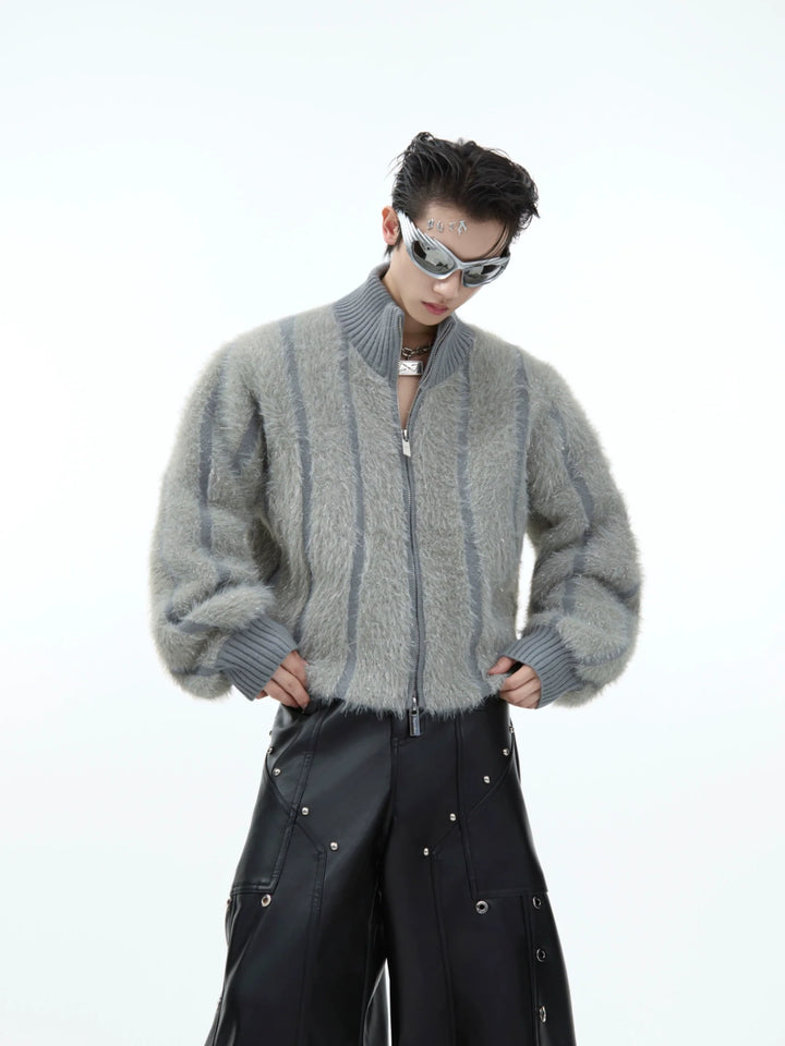 Luxurious Faux Fur Mink Knit Sweater with High Collar - ArgueCulture