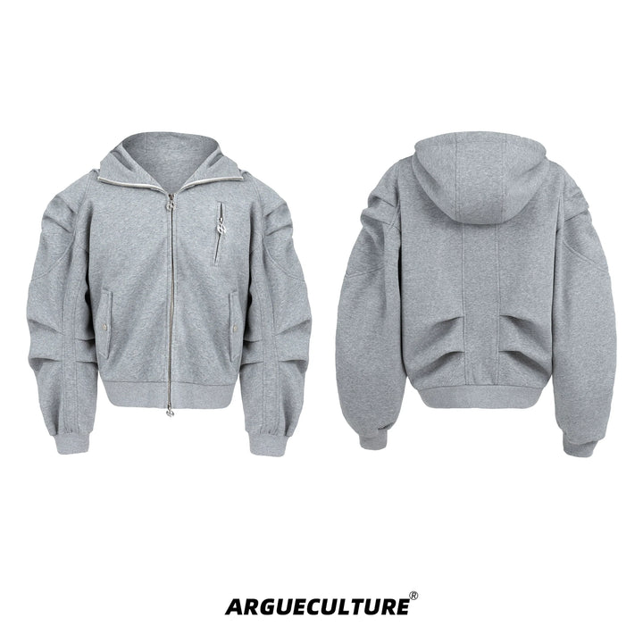 Men¡¯s Oversized Pleated Hoodie Jacket | Stylish Warm Zip-Up Outerwear - ArgueCulture