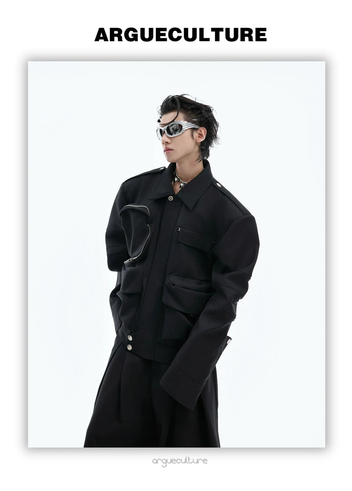 Avant-Garde Workwear Jacket | Detachable Shoulders | Multi-Pocket Design - ArgueCulture