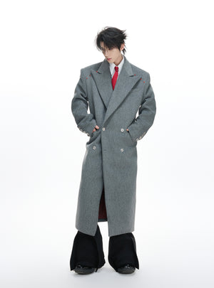 Metal-Accent Longline Double-Breasted Coat - product image 2