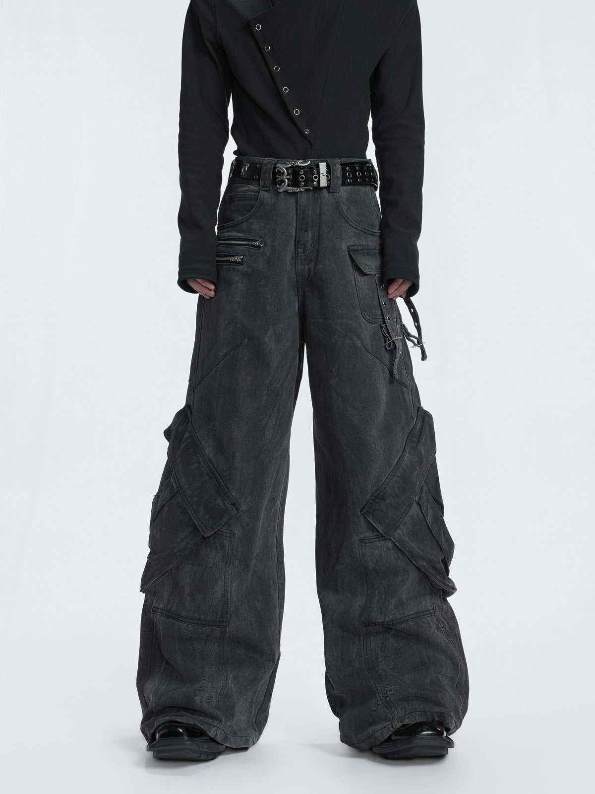Washed Gray Pocket Utility Jeans - product image 2
