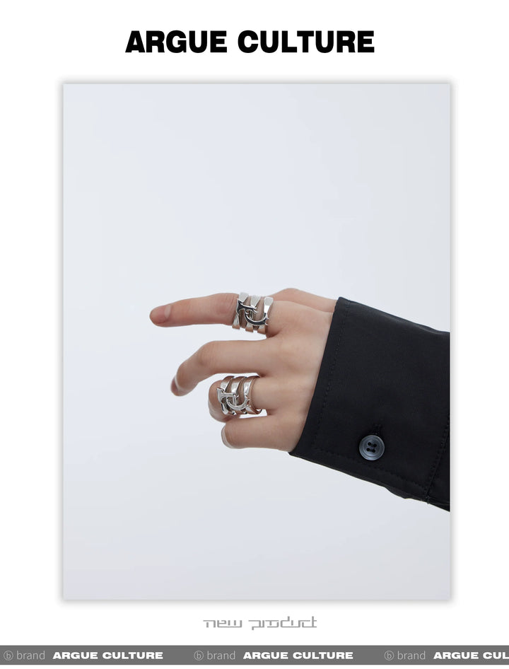 Exaggerated Titanium Steel Claw Ring with Multi-Ring Design - ArgueCulture