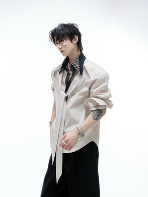 Rhinestone Contrast Streamer Shirt - product image 1