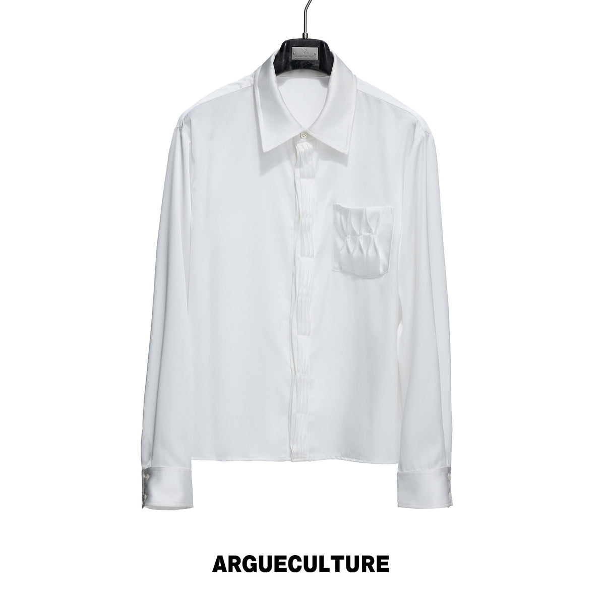 Pleated Satin-Finish Long-Sleeve Shirt - product image 5