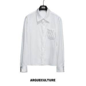 Pleated Satin-Finish Long-Sleeve Shirt - product image 5