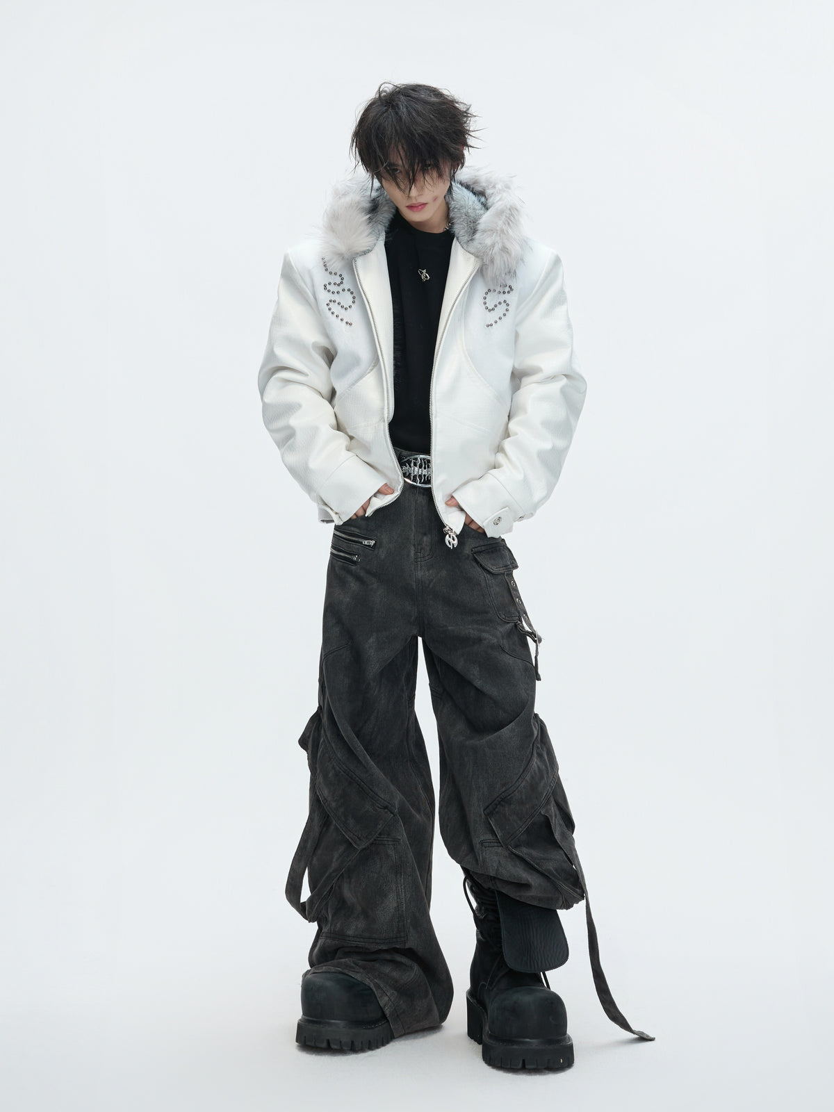 Crocodile-Textured Hooded Padded Jacket - product image 5
