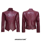 Asymmetric Red PU Leather Biker Jacket - product image 5