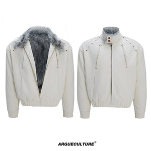 Oversized Faux Leather Fur-Collar Jacket - product image 5