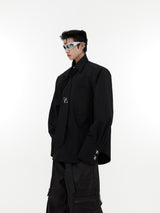 Tie-Detail Shoulder-Pad Cotton Shirt - product image 5