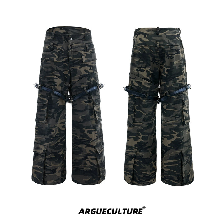 Vintage Camouflage Cargo Pants with Detachable Belt - ArgueCulture