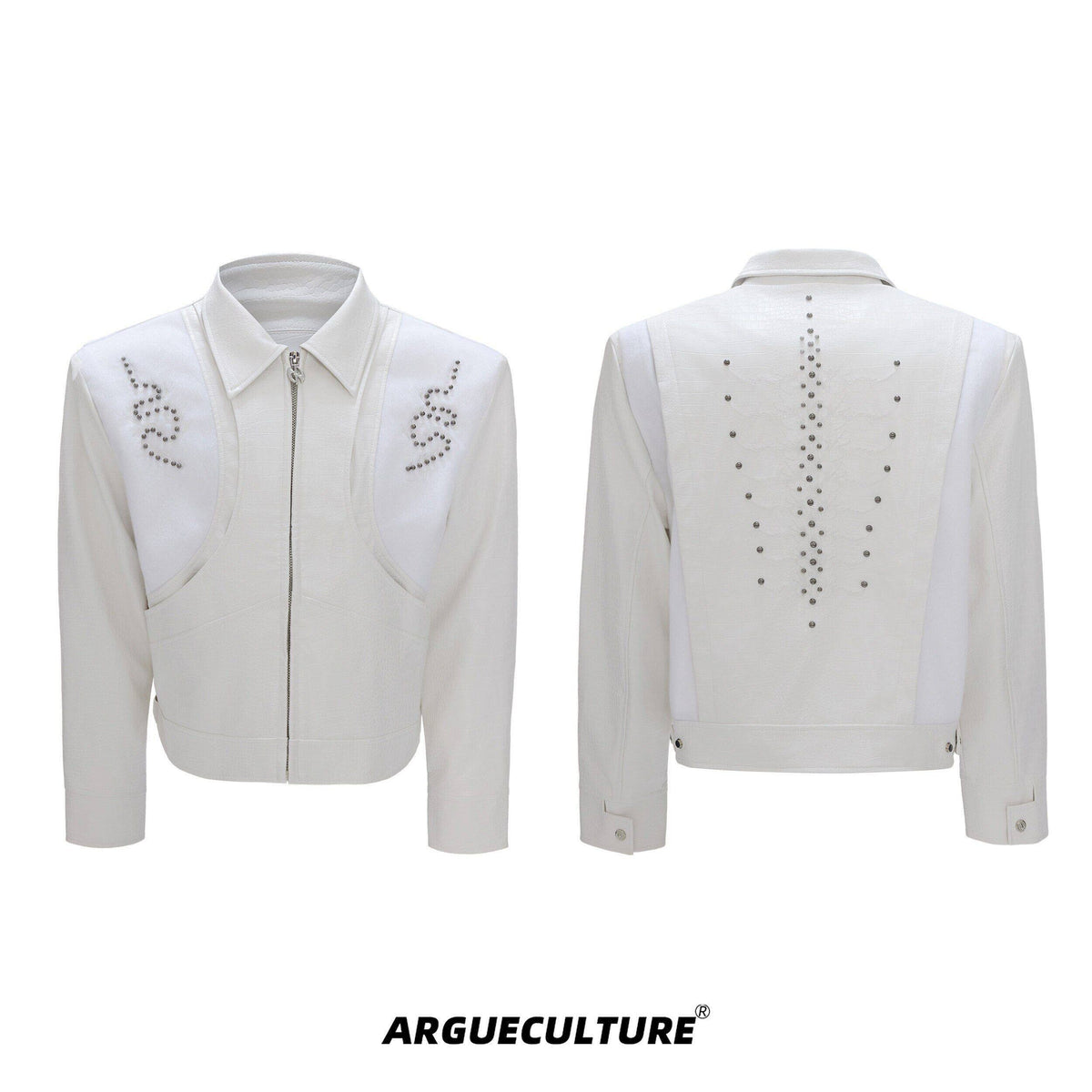 Snake-Texture Studded Cropped Jacket - product image 5