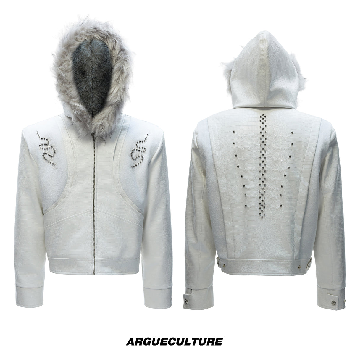 Crocodile-Textured Hooded Padded Jacket - product image 5