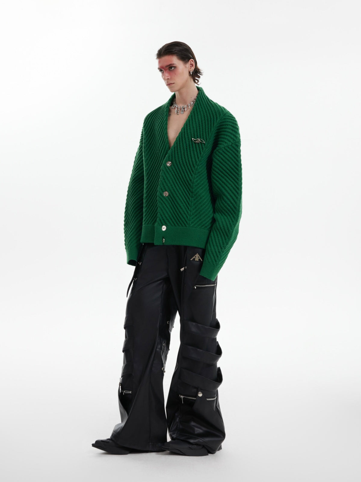 Ribbed V-Neck Relaxed Cardigan Sweater - product image 3