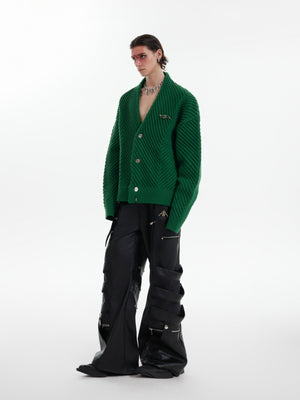 Ribbed V-Neck Relaxed Cardigan Sweater - product image 3