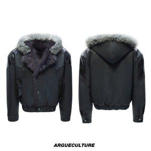 Marbled Faux Wolf-Fur Collar Jacket - product image 5
