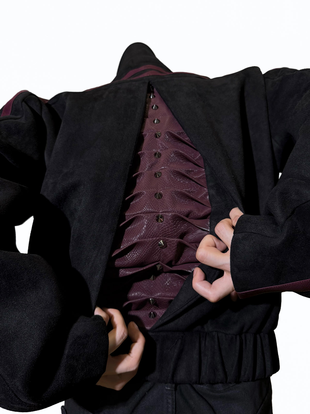 Studded Snake-Texture Cropped Jacket - product image 2