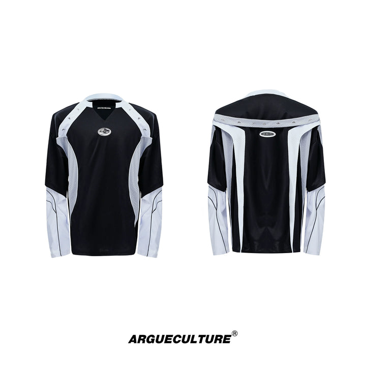 Punk-Inspired Long-Sleeve T-Shirt with Mesh and Studded Details - ArgueCulture