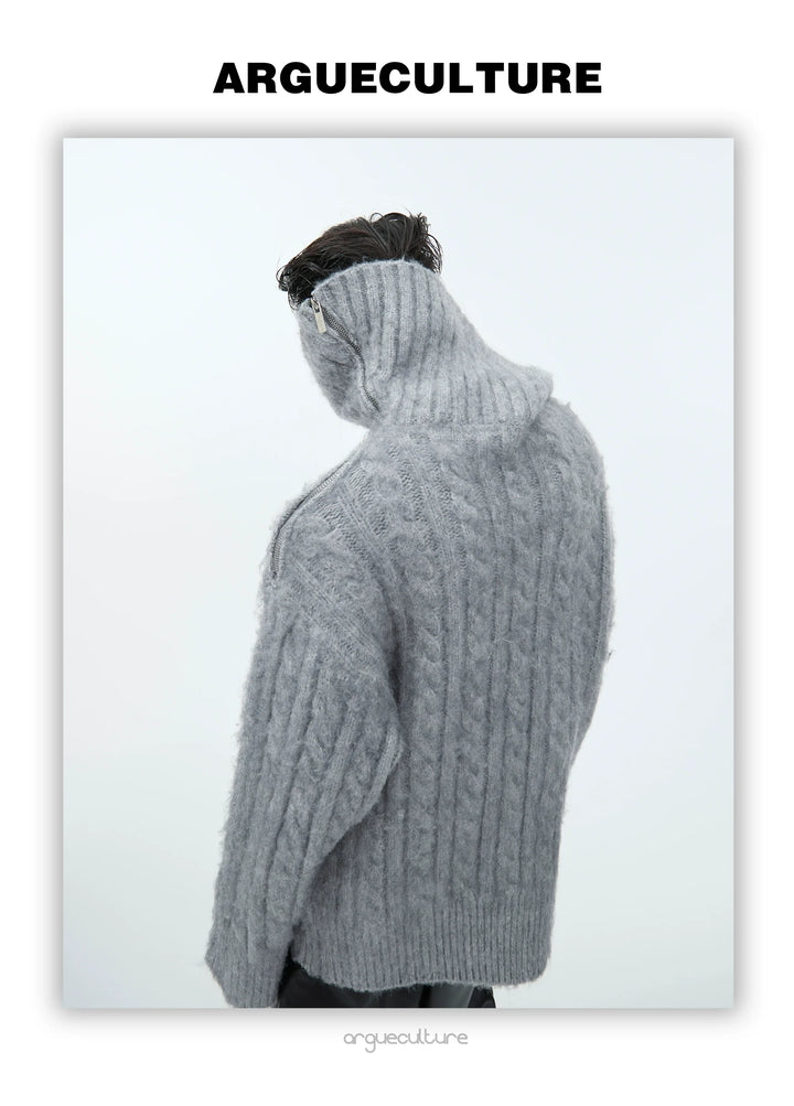 Asymmetrical High Neck Sweater with Hardware Accents - ArgueCulture