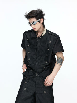 Cross-Detail Double-Breasted Polo Set - product image 4