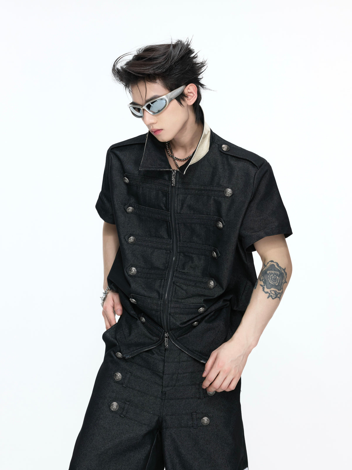Cross-Detail Double-Breasted Polo Set - product image 4
